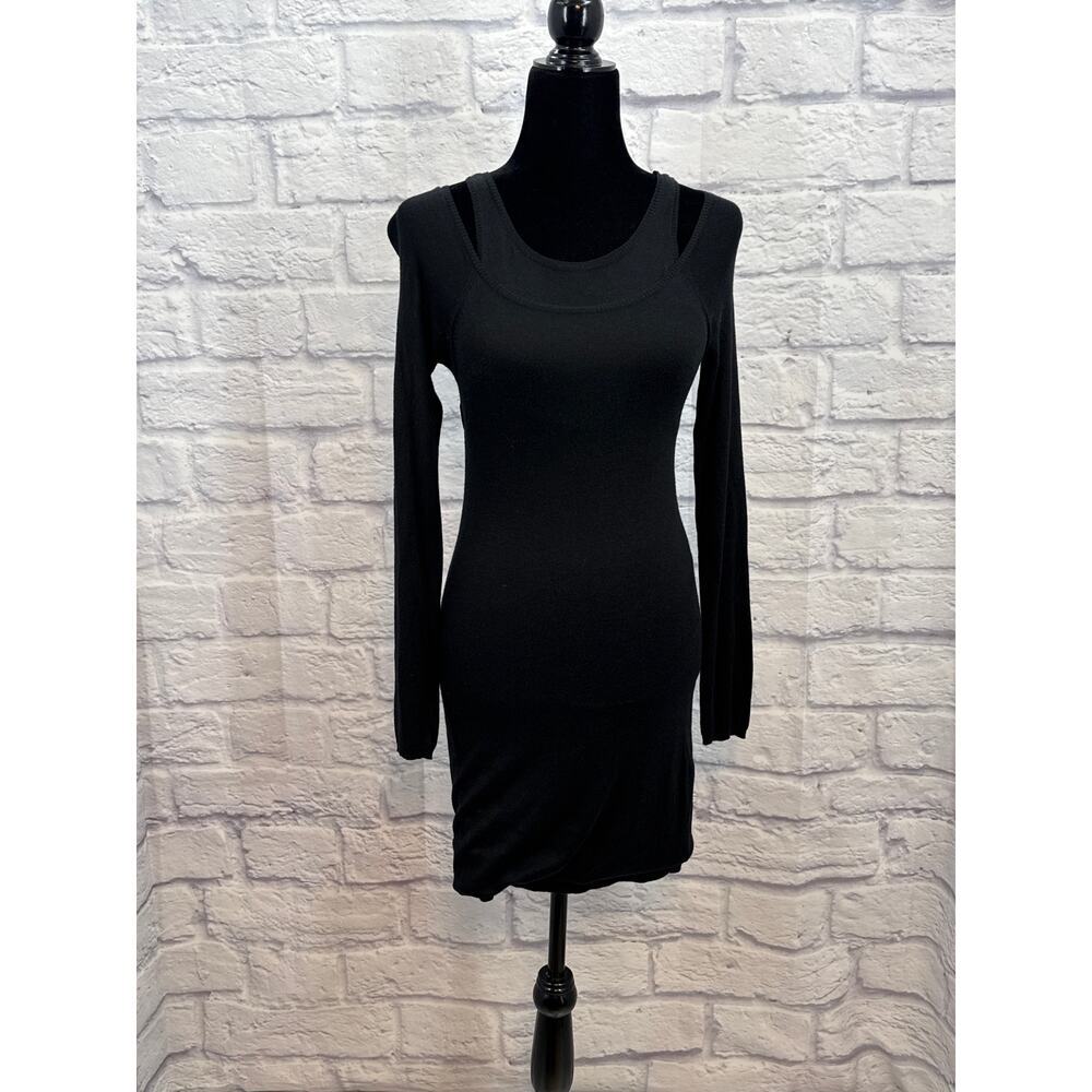 BCBG Shoulder Cut Out Bodycon Sheath Dress Black Small